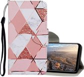 Voor Huawei Honor 9A Gekleurde tekening patroon Horizontale flip lederen hoes met houder & kaartsleuven & portemonnee (marmer)