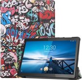 Voor Lenovo M10 X605FCL Gekleurde tekening Horizontale flip lederen tas, met drievoudige houder en slaap- / wekfunctie (graffiti)