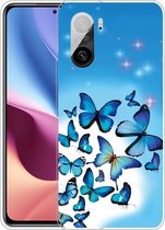 Voor Xiaomi Redmi K40 / K40 Pro schokbestendig geverfd transparant TPU beschermhoes (blauwe vlinder)