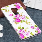Voor Galaxy S9 + Noctilucent Rose Flower Pattern TPU Soft Back Case Beschermhoes