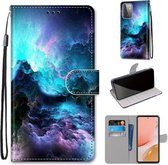 Voor Samsung Galaxy A72 5G Gekleurde Tekening Cross Textuur Horizontale Flip PU Lederen Case met Houder & Kaartsleuven & Portemonnee & Lanyard (Kleurrijke Wolken)