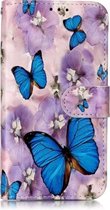 Olie Reliëf Gekleurd Tekening Patroon Horizontale Flip PU Leren Case met Houder & Kaartsleuven & Portemonnee & Fotolijst Voor Galaxy A40 (Purple Flower Butterfly)