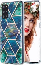 Voor Samsung Galaxy S20 3D Galvaniseren marmeren patroon TPU beschermhoes (blauwgroen)