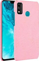 Voor Huawei Honor 9X Lite schokbestendige krokodiltextuur pc + PU-hoes (roze)