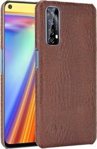 Voor OPPO Realme 7 / Narzo 20 Pro schokbestendige krokodiltextuur PC + PU-hoes (bruin)