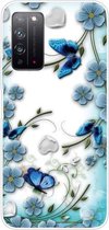 Voor Huawei Honor X10 5G schokbestendig Painted TPU beschermhoes (Chrysanthemum Butterfly)