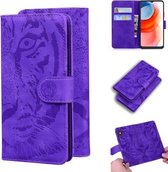 Voor Motorola Moto G Play (2021) Tiger Embossing Pattern Horizontale Flip lederen tas met houder & kaartsleuven & portemonnee (paars)