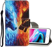 Voor iPhone 8/7 Gekleurde tekening patroon Horizontale flip lederen hoes met houder & kaartsleuven & portemonnee (Flame Wolf)