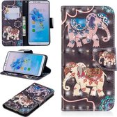 3D Gekleurde Tekening Patroon Horizontale Leren Flip Case voor Huawei Honor 7A & Y6, met Houder & Kaartsleuven & Portemonnee (Twee Olifanten)