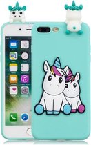 Voor iPhone 8 Plus & 7 Plus 3D Cartoon patroon schokbestendig TPU beschermhoes (paar eenhoorn)