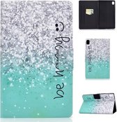 Voor Huawei MediaPad M6 8.4 Gekleurde Tekening Elektrisch Geperst Horizontale Flip Lederen Case, met Houder & Kaartsleuven (Groen Zand)
