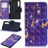 3D Gekleurde Tekening Patroon Horizontale Leren Flip Case voor Huawei P30, met Houder & Kaartsleuven & Portemonnee (Paarse Vlinder)