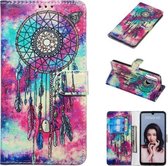 Gekleurde tekening marmer patroon horizontale flip PU lederen tas met houder & kaartsleuven & portemonnee voor Huawei P30 Lite / Nova 4e (vlinder windgong)