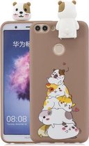 Voor Huawei Honor 7C Cartoon schokbestendige TPU beschermhoes met houder (hamsters)