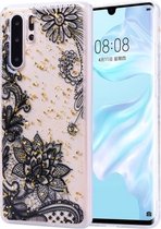 Cartoon patroon goudfolie stijl Dropping Glue TPU zachte beschermhoes voor Huawei P30 Pro (zwart kant)