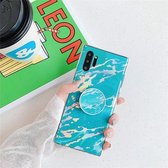TPU glanzende laser marmer kleurrijke mobiele telefoon beschermhoes met opvouwbare beugel voor Galaxy Note10 + (groen)