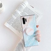 TPU Smooth Marbled IMD mobiele telefoonhoes met opvouwbare beugel voor Galaxy Note 10+ (blauw A7)