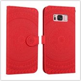 Voor Galaxy A8 Plus (2018) Geperst drukpatroon Horizontale flip PU lederen tas met houder & kaartsleuven & portemonnee & & lanyard (rood)