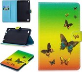 Voor Amazon Kindle Fire 7 (2015/2017/2019) Stiksels Horizontale Flip Leren Case met Houder & Kaartsleuven & Slaap / Wekfunctie (Rainbow Butterfly)