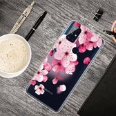 Voor OnePlus Nord N100 gekleurde tekening Clear TPU beschermhoesjes (kersenbloesems)