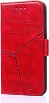 Geometrische stiksels Horizontale flip TPU + PU lederen tas met houder & kaartsleuven en portemonnee voor iPhone X / XS (rood)