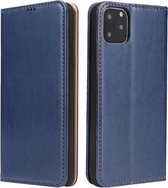 Fierre Shann PU lederen textuur horizontale flip lederen tas met houder & kaartsleuven & portemonnee voor iPhone 11 Pro (blauw)