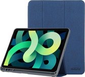 Mutural YASHI-serie TPU + PU-stoffen patroontextuur Horizontale flip lederen tas met drievoudige houder en pen-sleuf en wek- / slaapfunctie voor iPad Air (2020) 10.9 (blauw)