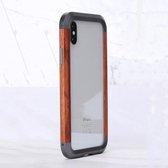 Voor iPhone XS Max R-JUST metalen + houten frame beschermhoes