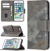 Voor iPhone 8/7 Bijpassende kleur Krokodiltextuur Horizontale flip PU lederen tas met portemonnee & houder & kaartsleuven (grijs)