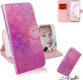 Voor Galaxy Note 10 Lite / A81 Effen Kleur Kleurrijke Magnetische Gesp Horizontale Flip PU Lederen Case met Houder & Kaartsleuven & Portemonnee & Lanyard (Roze)