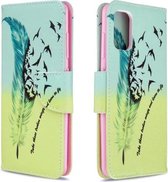 Voor Galaxy A41 Gekleurde tekening patroon Horizontale flip lederen tas met houder & kaartsleuven & portemonnee (veer)
