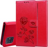 Voor Galaxy A81 / Note 10 Lite Rose reliëf horizontale flip PU lederen tas met houder & kaartsleuven & portemonnee (rood)