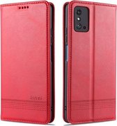 Voor Huawei Honor X10 Max AZNS Magnetische Kalfsstructuur Horizontale Flip Leren Case met Kaartsleuven & Houder & Portemonnee (Rood)