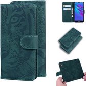 Voor Huawei Y6 (2019) Tijger reliëfpatroon Horizontale flip lederen tas met houder & kaartsleuven en portemonnee (groen)