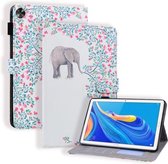 Huawei MediaPad M6 10.8 Gekleurde tekening horizontale lederen flip case met houder & kaartsleuf & fotolijst (olifant en bloemen)