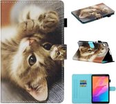 Voor Huawei MatePad T8 Gekleurde Tekening Stiksels Horizontale Flip Leren Case met Houder & Kaartsleuven (kitten)