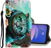 Voor Vivo Y50 / Y30 3D gekleurde tekening horizontale flip PU lederen tas met houder & kaartsleuven & portemonnee (groene ogen)