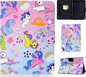 Voor Amazon Kindle Fire HD 8 (2020) Naaigaren Horizontaal geverfd platte lederen tas met slaapfunctie & pendeksel & antislipstrip & kaartsleuf & houder (pony)