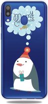 Voor Galaxy A40 Trendy Cute Christmas Patterned Clear TPU beschermhoes (Penguin)
