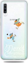 Voor Galaxy A70 Trendy schattig kerstpatroon doorzichtig TPU beschermhoes (ski vogel)