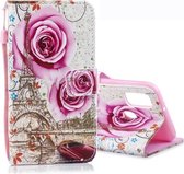 Voor Galaxy M30s Gekleurde Tekening Patroon Horizontale Flip PU Lederen Case met Houder & Kaartsleuven & Portemonnee & Lanyard (Rose Tower)