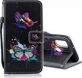 Voor Galaxy M30s Gekleurde Tekening Patroon Horizontale Flip PU Lederen Case met Houder & Kaartsleuven & Portemonnee & Lanyard (Kleurrijke Vlinder)