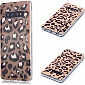 Voor Galaxy S10 Plating Marble Pattern Soft TPU beschermhoes (Leopard)