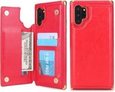 Voor Galaxy Note 10+ POLA TPU + PC Plating Volledige dekking Beschermhoes met houder & kaartsleuven en fotolijst (rood)