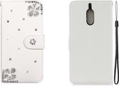 Voor Nokia 6 Horizontale Flip Effen Kleur Strass Leren Case met Kaartsleuf & Portemonnee & Houder (Trojaans)