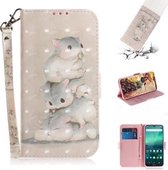 Voor Nokia 1.3 3D Gekleurde Tekening Horizontale Flip Leren Case met Houder & Kaartsleuf & Portemonnee & Lanyard (drie Eekhoorns)