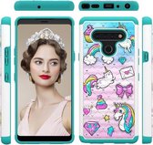 Voor LG V60 / G9 ThinQ gekleurd tekeningpatroon met Diamond PC + TPU beschermhoes (Messenger Horse)