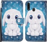 Voor Samsung Galaxy A20s Gekleurde tekening patroon Horizontale flip lederen tas met houder & kaartsleuven & portemonnee (konijn)