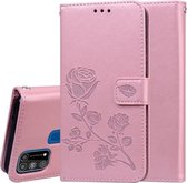 Voor Galaxy M31 Rose reliëf horizontale flip PU lederen tas met houder & kaartsleuven & portemonnee (rose goud)