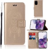 Voor Galaxy S20 Plus Windgong Uil Embossing Patroon Horizontale Flip Leren Case, met Houder & Kaartsleuven & Portemonnee (Goud)